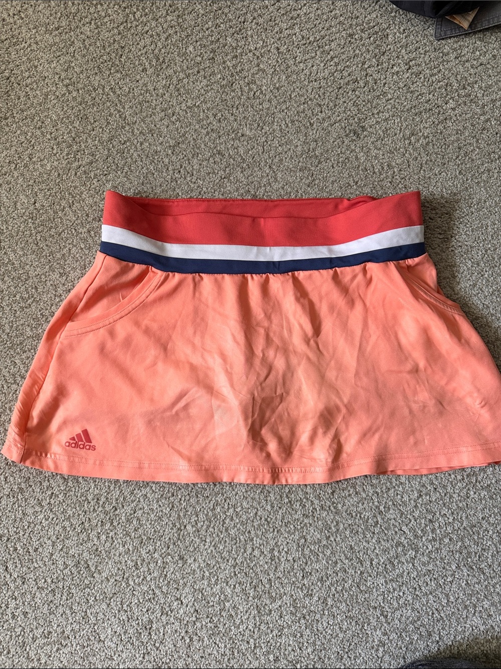 adidas Coral Skort with Red, White and Navy Waistband